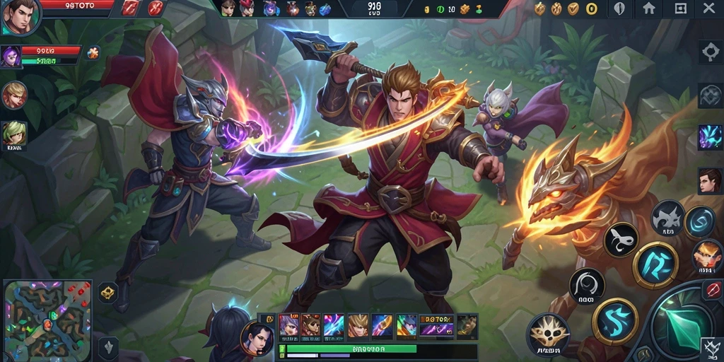 Screenshot dari gameplay seru 98TOTO dalam pertarungan MOBA.