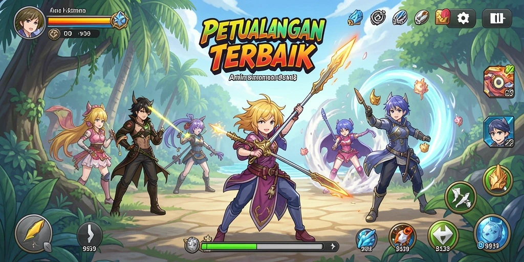 Screenshot menunjukkan karakter anime dalam aksi seru di 9939.