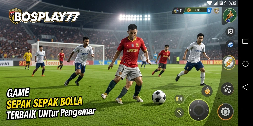Gameplay <strong>BOSPLAY77</strong> yang menampilkan pertandingan sepak bola seru.
