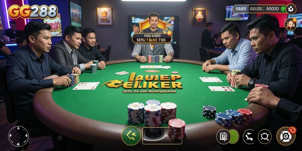 Tampilan gameplay Poker yang mendebarkan di GG288.