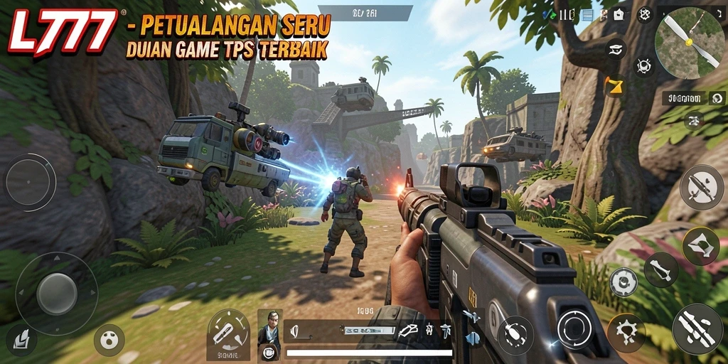 Screenshot L777 menampilkan aksi pertempuran yang seru dalam mode TPS.