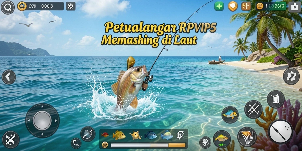 Gameplay RPVIP5 menampilkan pengalaman memancing yang memukau dan interaktif.