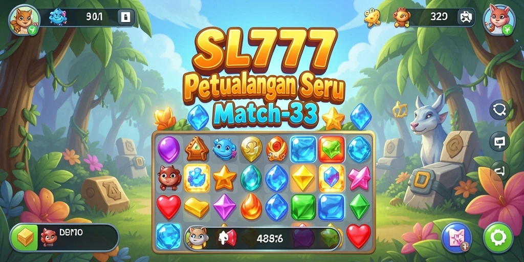 Tampilan seru gameplay SL777 saat mencocokkan warna dalam level Match-3.