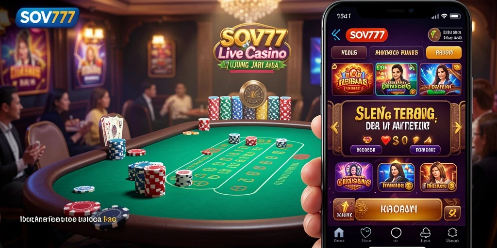 Gameplay SOV777 yang menarik dengan dealer langsung dan suasana kasino.